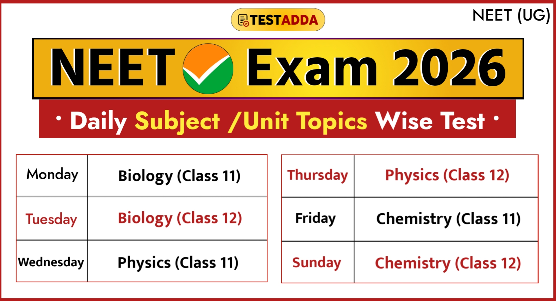 NEET Weekly Timetable
